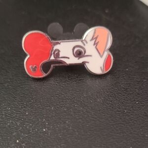 Red and White Dog Bone Pin